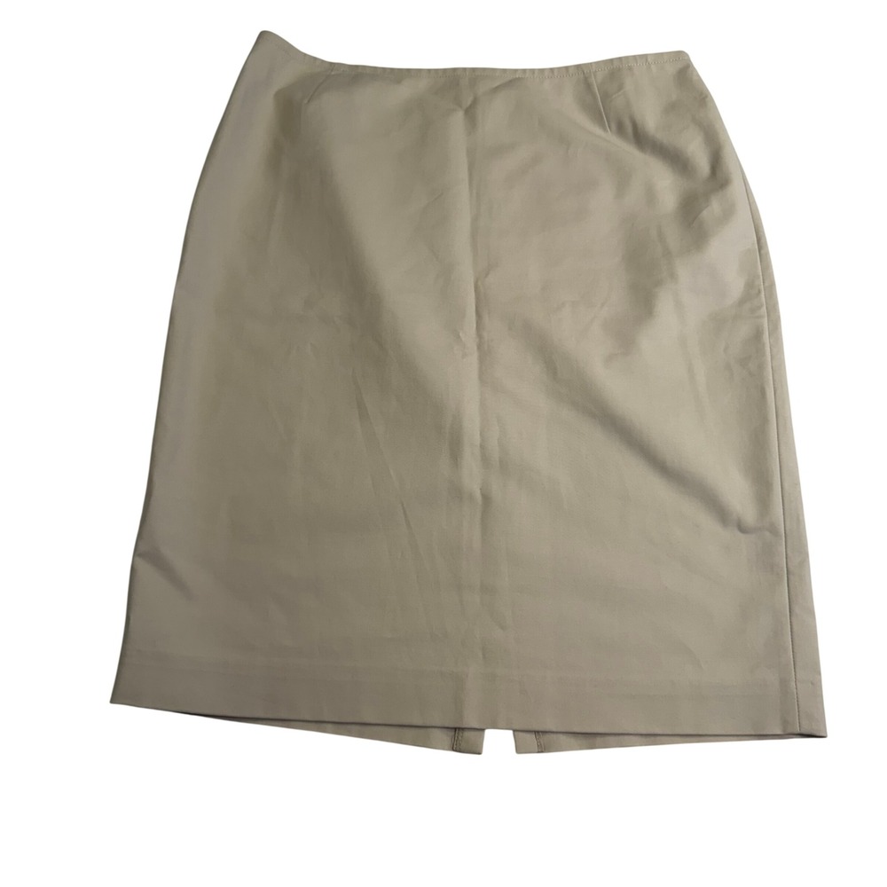 Lafayette 148 New York Pencil Skirt 12P Beige Cotton Blend Professional Neutral